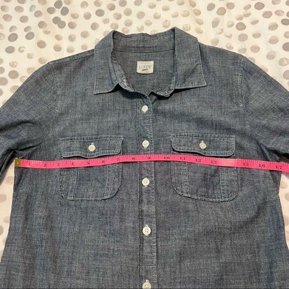 J. Crew Factory Chambray 3/4 Roll Tab Sleeve Button Down Top Size XS - Picture 9 of 11